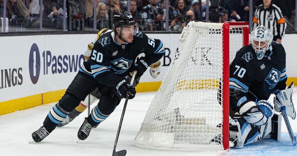 Mammoth win the first NHL playoff game in Utah, beating Vegas 4-2 for 2-1 series lead | Sports