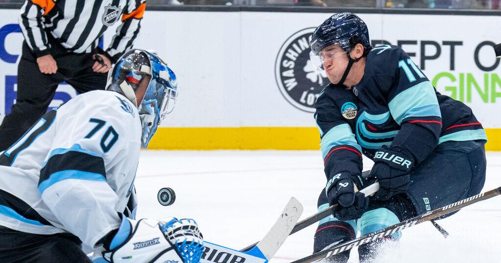 Mackie Samoskevich’s late goal lifts Kraken over Mammoth 5-3 | Sports